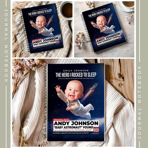 Personalized Baby Astronaut Notebook – Custom Space Journal with Photo & Name for Little Explorer